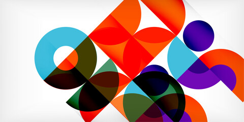 Minimal geometric abstract background. Circle square and triangle design. Trendy techno business template for wallpaper, banner, background or landing