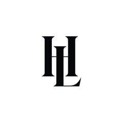 HL monogram logo design letter text name symbol monochrome logotype alphabet character simple logo