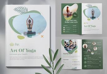 Clean Yoga & Meditation Bi-fold Brochure Template