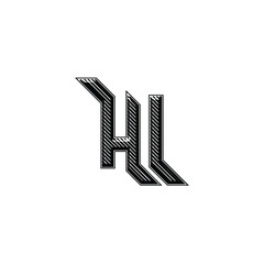 HL monogram logo design letter text name symbol monochrome logotype alphabet character simple logo