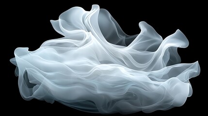 Fototapeta premium Visual serenity graceful translucent fabric against a minimalist black aerial view