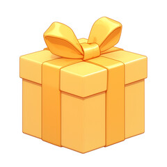 Naklejka premium Bright golden gift box with shiny ribbon, isolated on transparency background, exuding festive and cheerful vibe