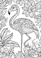 Fototapeta premium Monochrome flamingo illustration