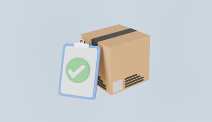Paper parcel package boxes with clipboard and check list, online order tracking, delivery home and office