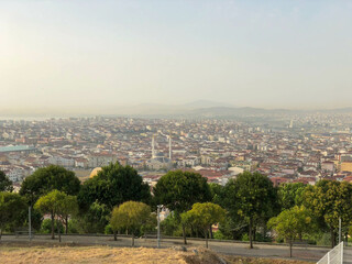 aerial view to the mosque in a big city