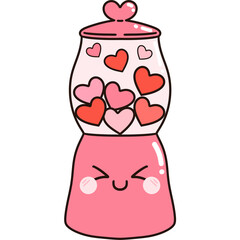 Groovy valentine glass candy hearts jar clipart