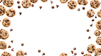 Chocolate Chip Cookies Border Frame Transparent Background Cutout Isolated