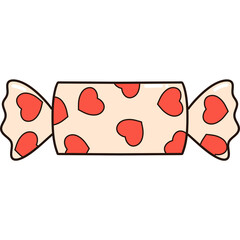 Red valentine candy with hearts clipart
