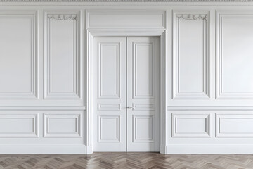 minimal antique door, entry – painted white (generative AI)