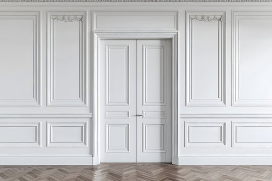 minimal antique door, entry &ndash;&nbsp;painted white (generative AI)
