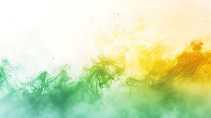 Fototapeta premium Soft gradient splash of green and yellow on white.