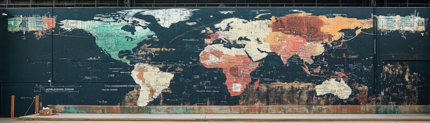Global map mural art urban wall visual artwork contemporary environment wide angle cultural representation