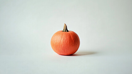 Single Orange Pumpkin on White Background