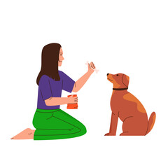 Illustration of Woman Playing with His Dog