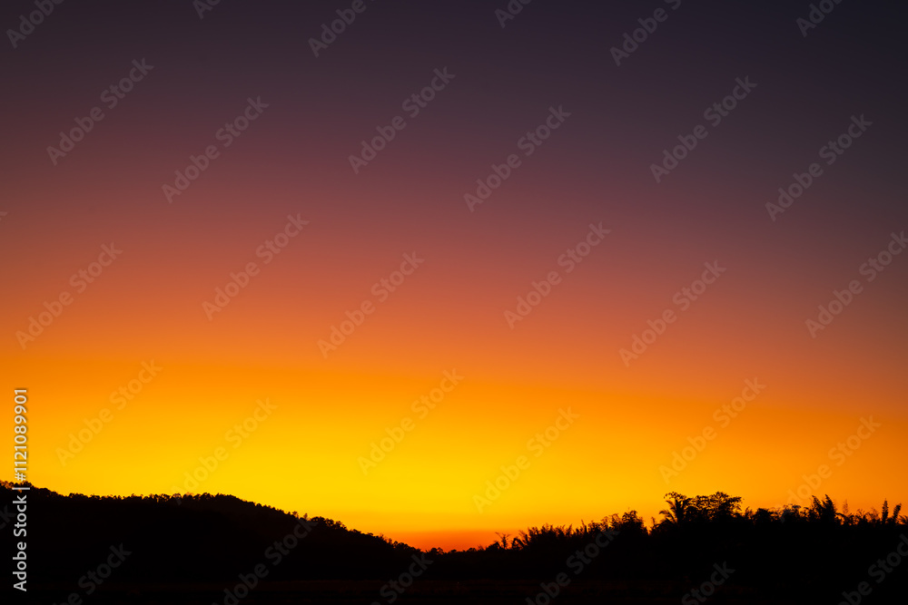 Wall mural panoramic beautiful sunset sky, dark storm clouds before thunderstorm, cloud in twilight, nature bac
