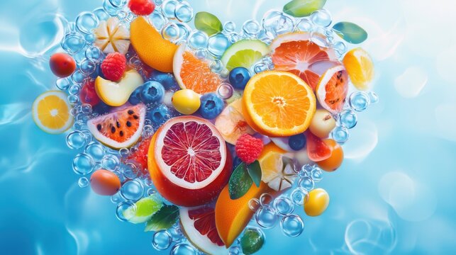 Sure! Here's a concise and catchy title for the image: Tropical Fish Heart with Colorful Bubbles