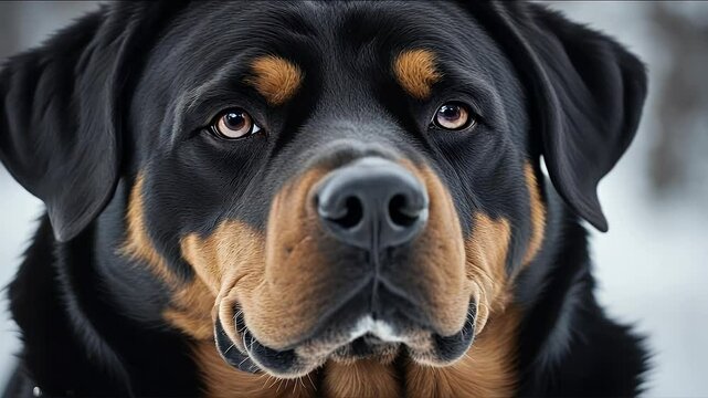 rottweiler front white video dog muscular strong defender animal big large studio indoor brown black pet adult security guard ng breed pedigreed portrait devoted male tongue
