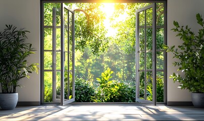 The most realistic and detailed image of a glass window frame, Generative AI