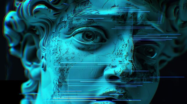 Digital Renaissance: Glitch Art Meets Classical Sculpture - Powered by Adobe