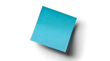 Blank Sticky Fountain Blue Paper Note with Shadow on White Background &ndash; Perfect for Stationery, Productivity Concepts, Office Branding, Stationery, E-commerce, Ads, Blogs, Social Media, Presentations