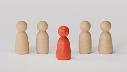 Leadership, business concept, leader teamwork and success.3D rendering on white background.