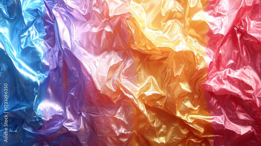 Aufkleber Shimmering waves of color blend together with holographic effects, creating a mesmerizing display of light. Exquisite gradients flow seamlessly from deep blue to bright yellow, captivating the eye