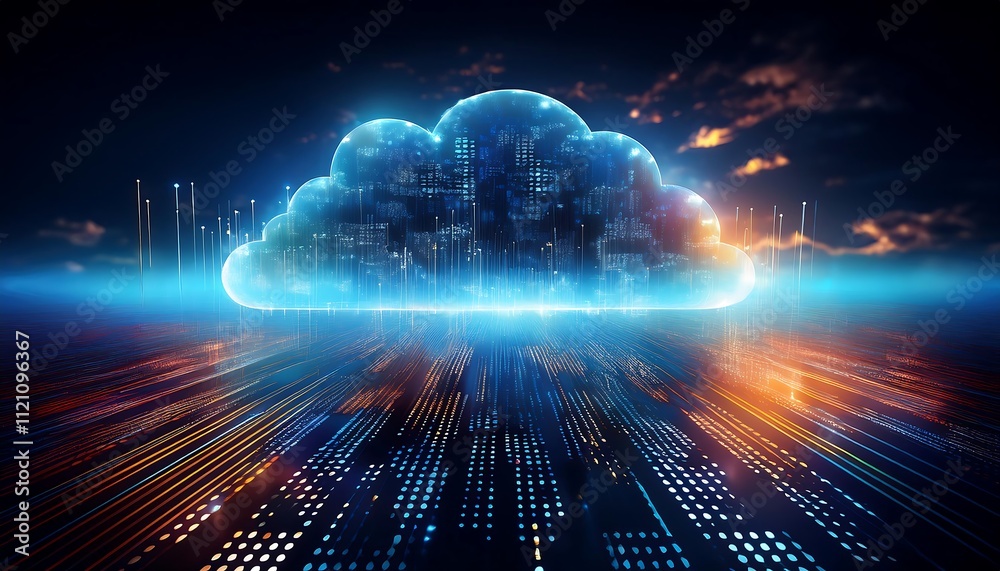 Poster Digital cloud representing data storage and technology.