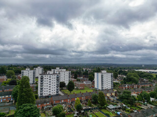 High Angle View of Industrial Estate of Walsall City West Midlands, England, Great Britain. Aerial Footage Was Captured with Drone's Camera on July 3rd, 2024