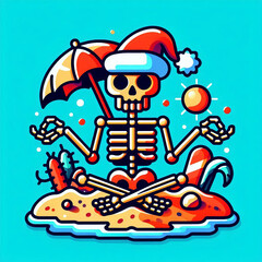 illustration and wallpaper skeleton christmas icon summer design full color