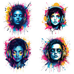 Music Lover Vector T-Shirt Design with Headphones and Notes