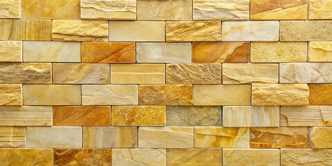 Obraz premium Warm-toned sandstone brick wall texture, ideal for interior or exterior design projects featuring a natural stone aesthetic
