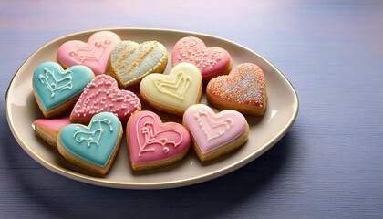 Fototapeta premium Adorable 3D rendering of a heart-shaped cookie with cute design, perfect for Valentine's Day or bakery themes