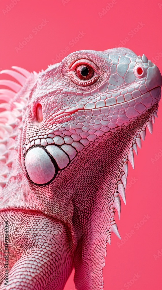 Poster a striking closeup reveals the vivid colors and intricate textures of a green iguana, resting with a