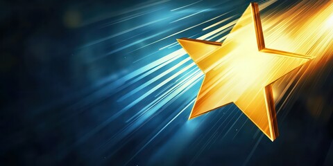 A dynamic graphic depicting a rising star with rays of light, symbolizing growth and potential.