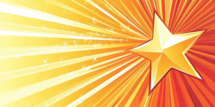 A dynamic graphic depicting a rising star with rays of light, symbolizing growth and potential.