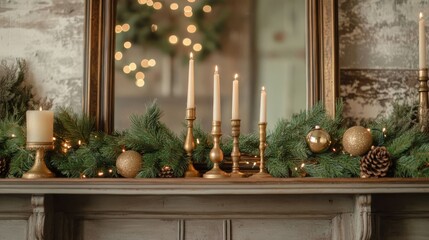 Elegant holiday mantel decor.