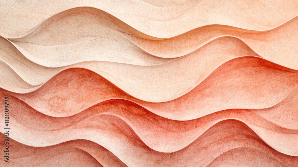 Poster Soft curves undulate in shades of peach and blush, creating a soothing visual rhythm. This artful arrangement highlights natural tones at a serene location, evoking calmness and creativity