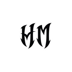 HM monogram logo design letter text name symbol monochrome logotype alphabet character simple logo