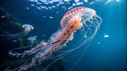 Captivating Underwater Portrait of Ethereal Jellyfish in Vibrant Colors