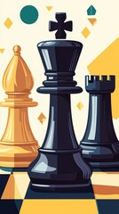 A vibrant illustration of chess pieces, emphasizing strategy and competition.
