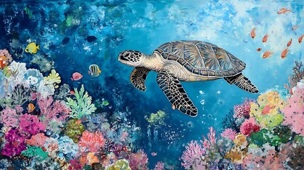 Obraz premium Sunlit Coral Reef Alive with Fish and Vibrant Ocean Colors