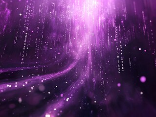 Dynamic digital data flow virtual environment abstract art purple light effects futuristic concept for technology insights
