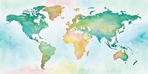 Obraz premium Artistic Watercolor World Map A Colorful Global Representation