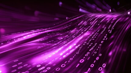 Dynamic purple data flow visualization digital realm abstract art technology aerial view data representation concept