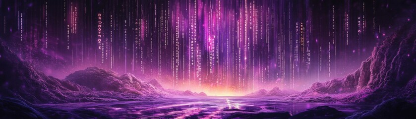 Stunning cosmic aurora display over tranquil ocean serene landscape digital art environment mystical viewpoint
