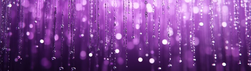 Captivating rainfall drops abstract setting digital art purple background close-up view visual serenity