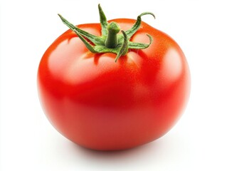 A Single Ripe Red Tomato Isolated On White Background