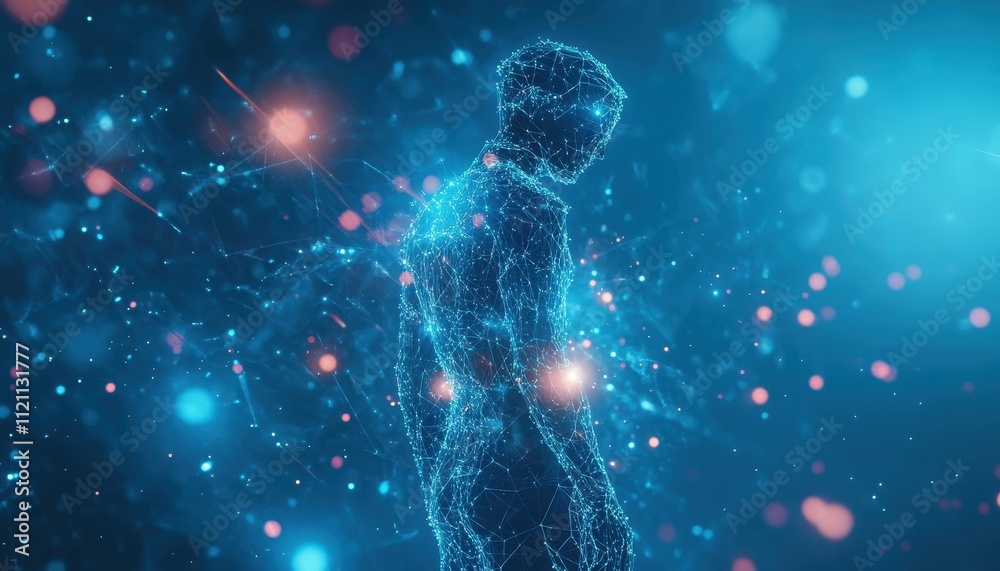 Poster abstract digital human form in network space