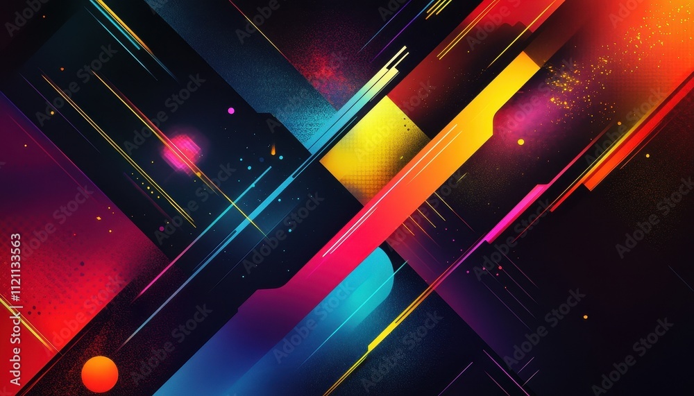 Poster Abstract Colorful Geometric Design with Bright Lines