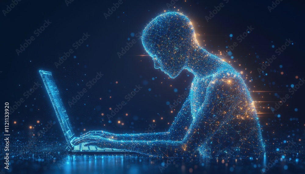 Poster Digital Human Using Laptop Computer Networked